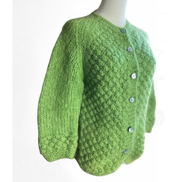 Vintage Macy's Assc Handknit 3/4 Slv Cardigan from Italy Sz 36 - Picture 4 of 5